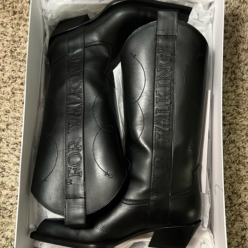 Off-white cowboy boots